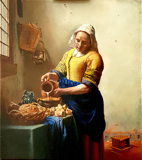 PIOTR STEFANOW – kopia pracy Johannesa Vermeera „Nalewająca mleko”