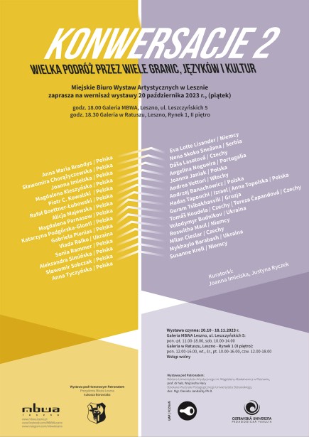 Prace Joanny Imielskiej i Piotra C. Kowalskiego na wystawie „Konwersacje 2” w MBWA i Galerii w Ratuszu w Lesznie