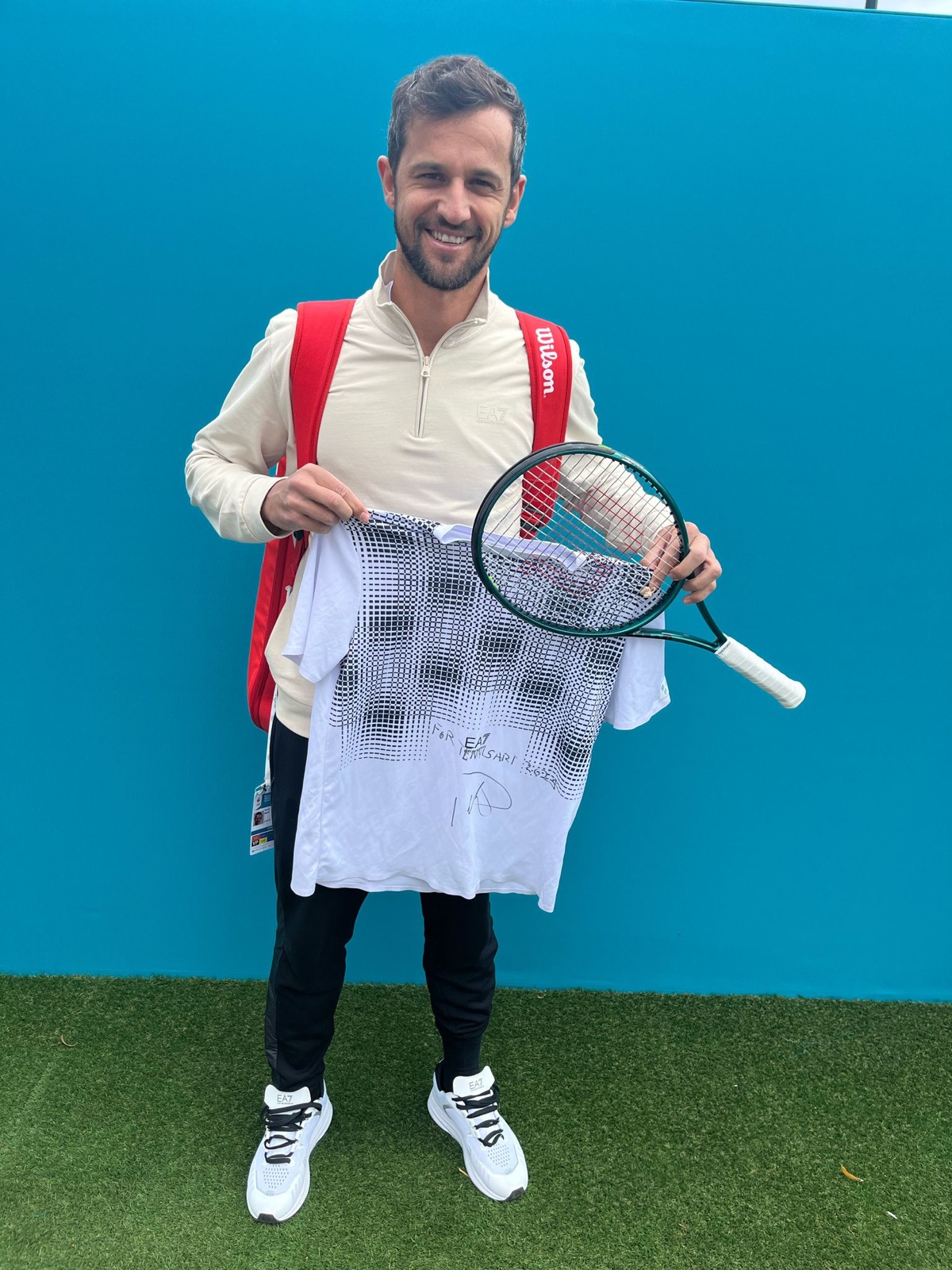 RAKIETA TENISOWA ORAZ KOSZULKA MECZOWA Z AUTOGRAFEM I DEDYKACJĄ MATE PAVIĆA